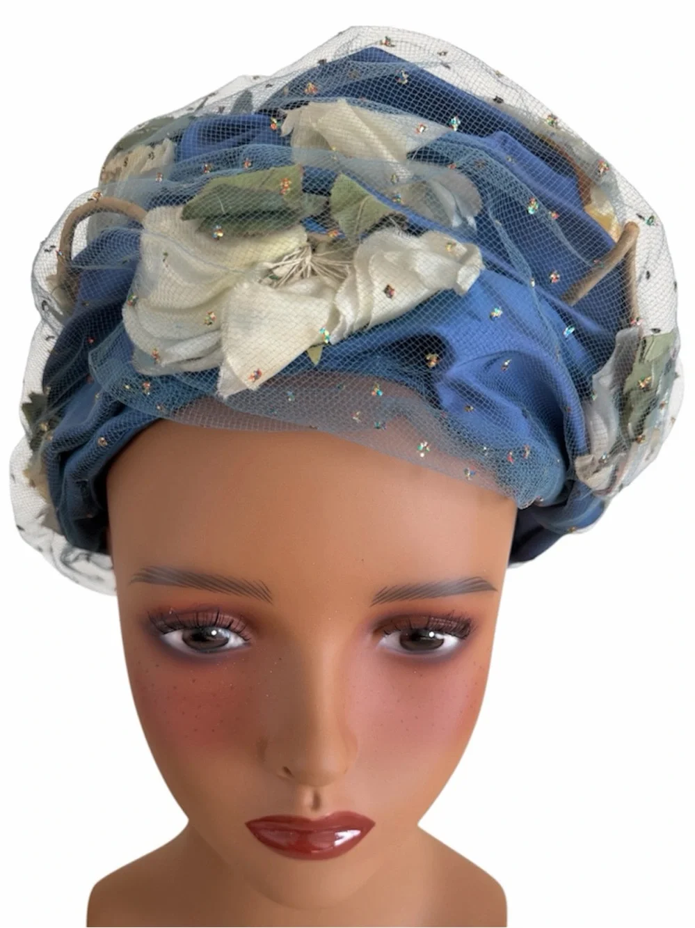 VTG 1960s Christian Dior Chapeaux Floral Tulle Beehive Turban Hat Rare Paris NY